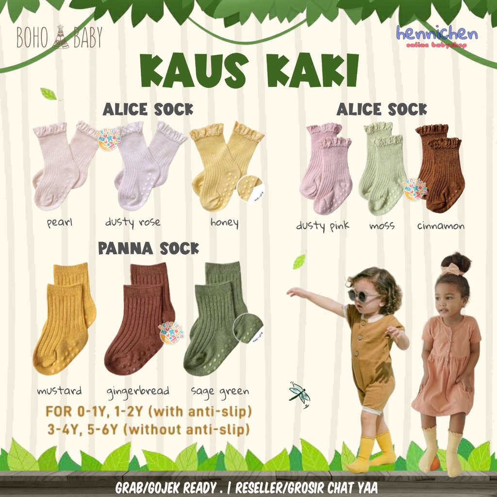 BohoPanna Alice Socks 0-6 Tahun Panna Socks Kaos Kaki Bayi Sock