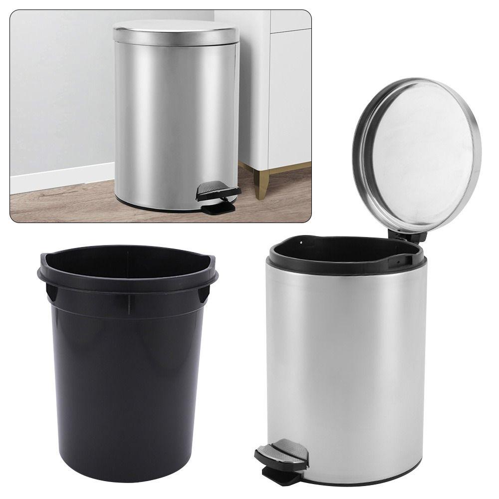 Solighter Rubbish Bin Plastic Inne Dapur Stainless Steel Double Layer Dengan Penutup Tempat Sampah