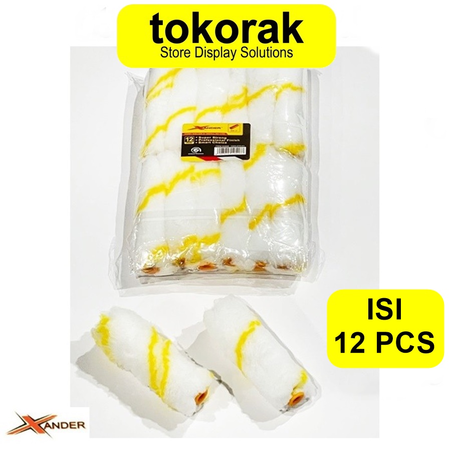 ISI BULU KUAS ROLL KAPAL 4 INCH XANDER 12 PCS - REFILL KUAS CAT ROLLER