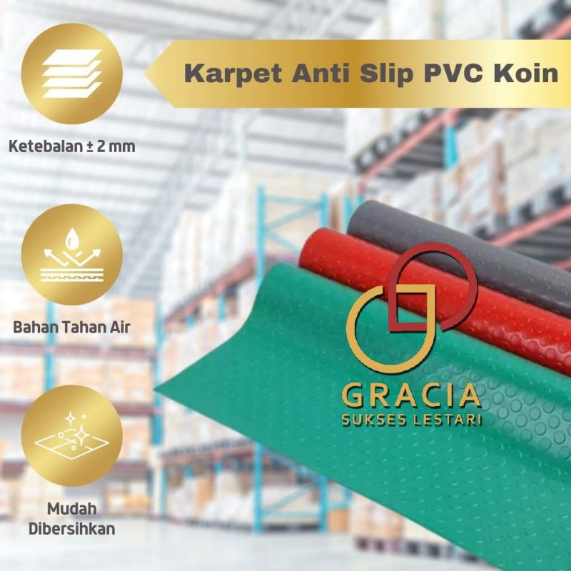 KARPET ANTI SLIP PVC COIN MAT MULTIGUNA ALAS LANTAI KOIN METERAN