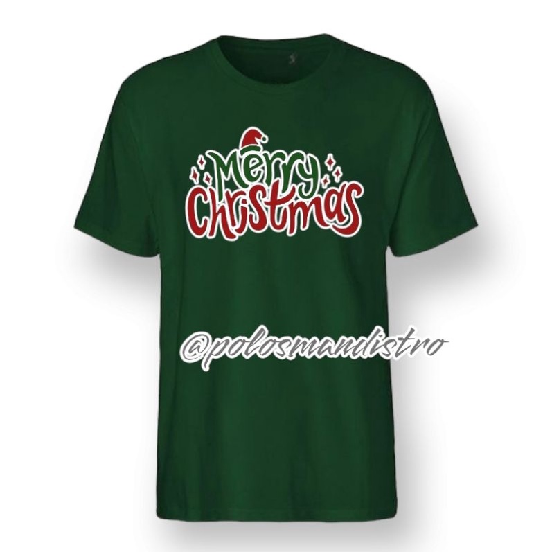 kaos Natal Kaos Spesial Natal merry chritmas HIJAU BOTOL