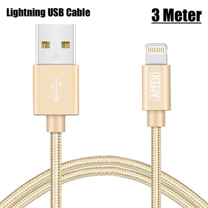 Panjang 3m Durable Nylon Fast Charge Iphone Kabel Data Lightning