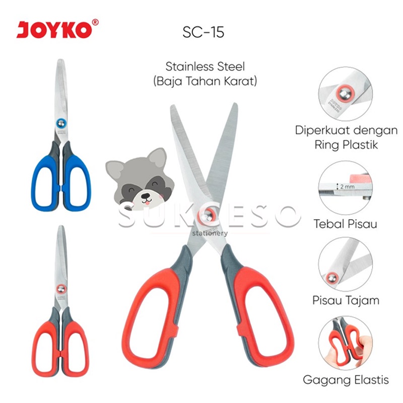 

Joyko Gunting Scissors SC-15 Dengan Pegangan Elastis Nyaman