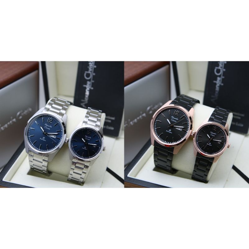 [ORIGINAL100%✔]JAM TANGAN COUPLE SEPASANG ALEXANDRE CHRISTIE AC1012 / AC 1012 STAINLESS GARANSI