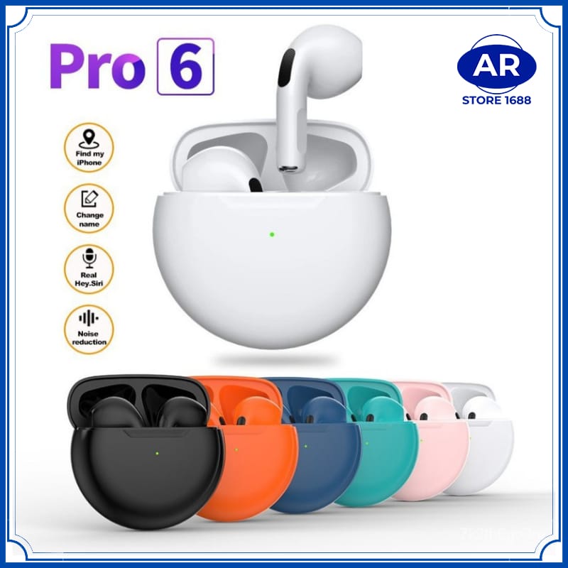 Pro 6 Music TWS Sports Earphone FreeBuds Headset Bluetooth Noise Reduction True Wireless HiFi Stereo Handsfree-AR STORE1688