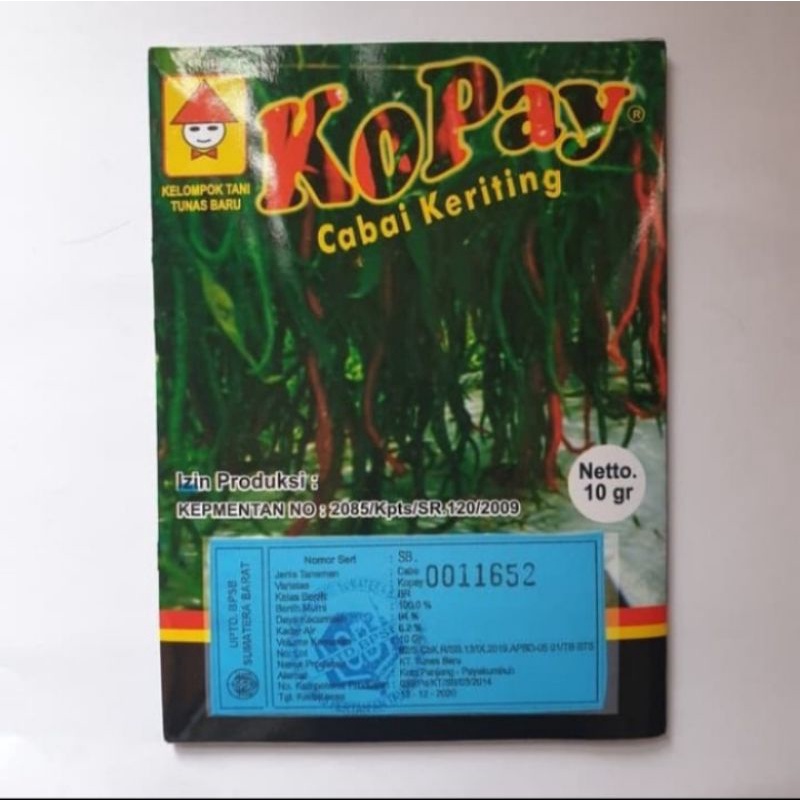 Cabe Keriting Kopay 10gram 2200 Benih Bibit Tahan Virus