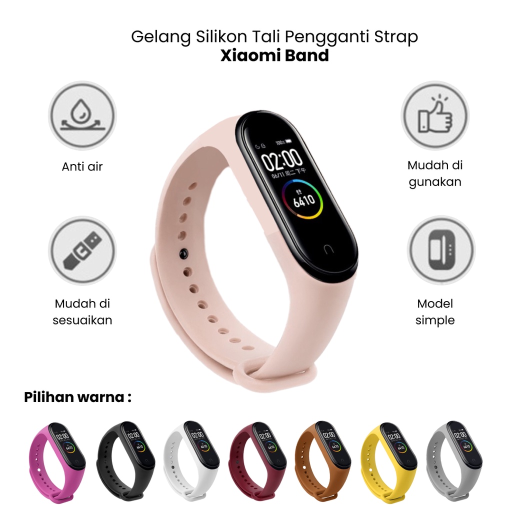 Xiaomi Band Silicone Strap Jam Tangan Tali Gelang Silikon Miband 3 4 5 6 Polos