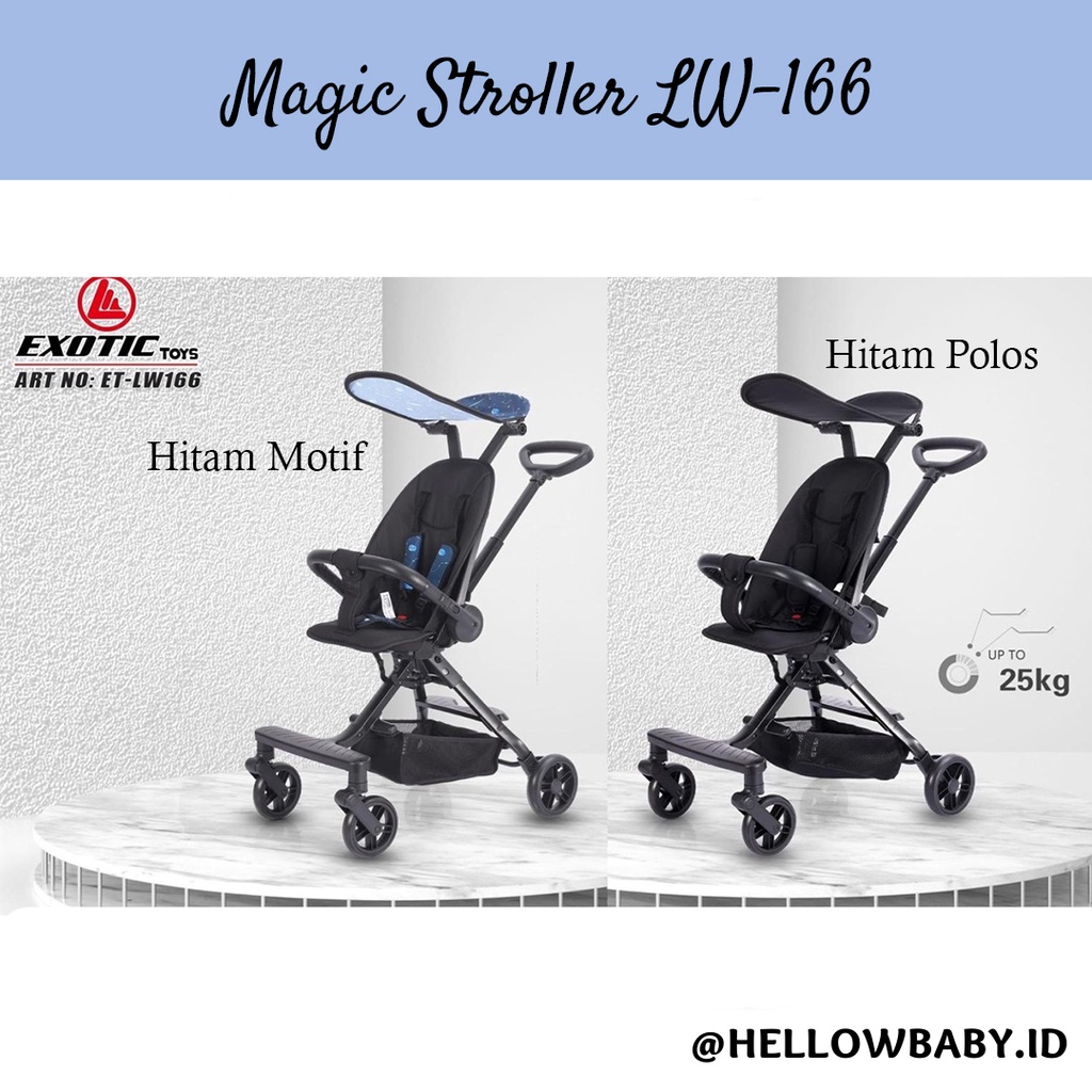 Magic Stroller Baby Exotic LW-166 Dengan Kanopi Dudukan Bolak-Balik Reversible Hadap Ibu Pendorong