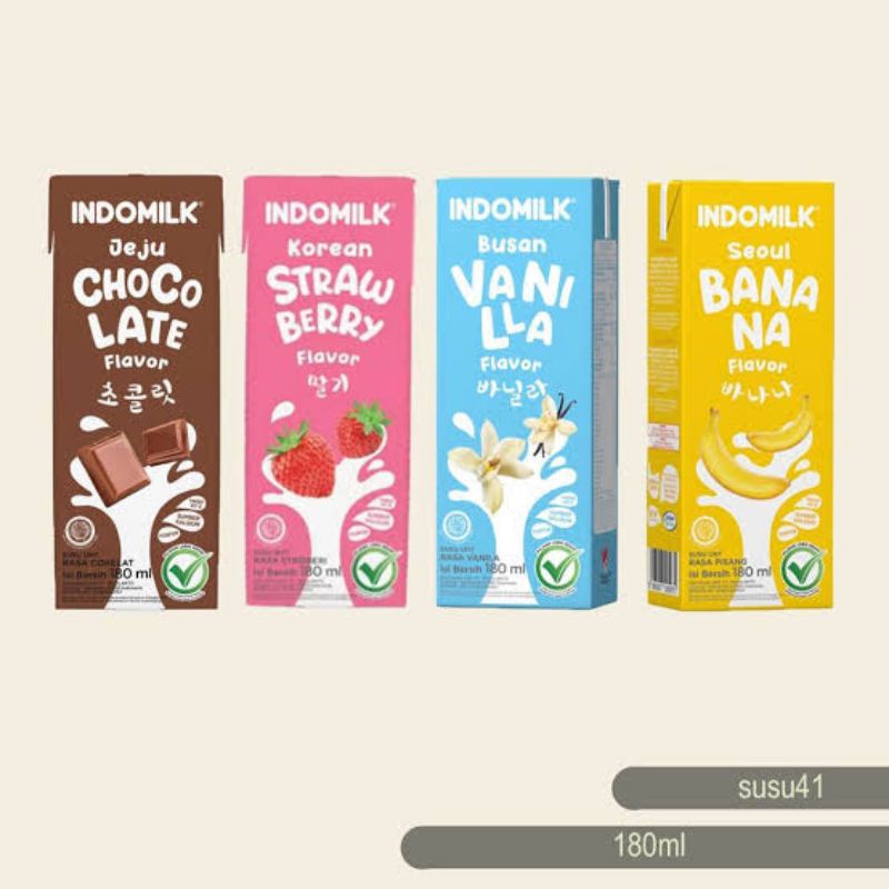 

SUSU INDOMILK 180 ML SUSU INDOMILK RASA COKLAT RASA VANILA RASA STRAWBERRY RASA BANANA