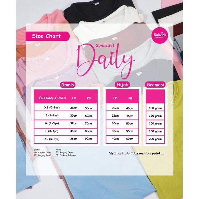 Babyjab Gamis set Daily  Hijab Anak Bayi  - Baby Jab Setelan Gamis Anak Perempuan 1 2 3 4 5 6 7 Tahun