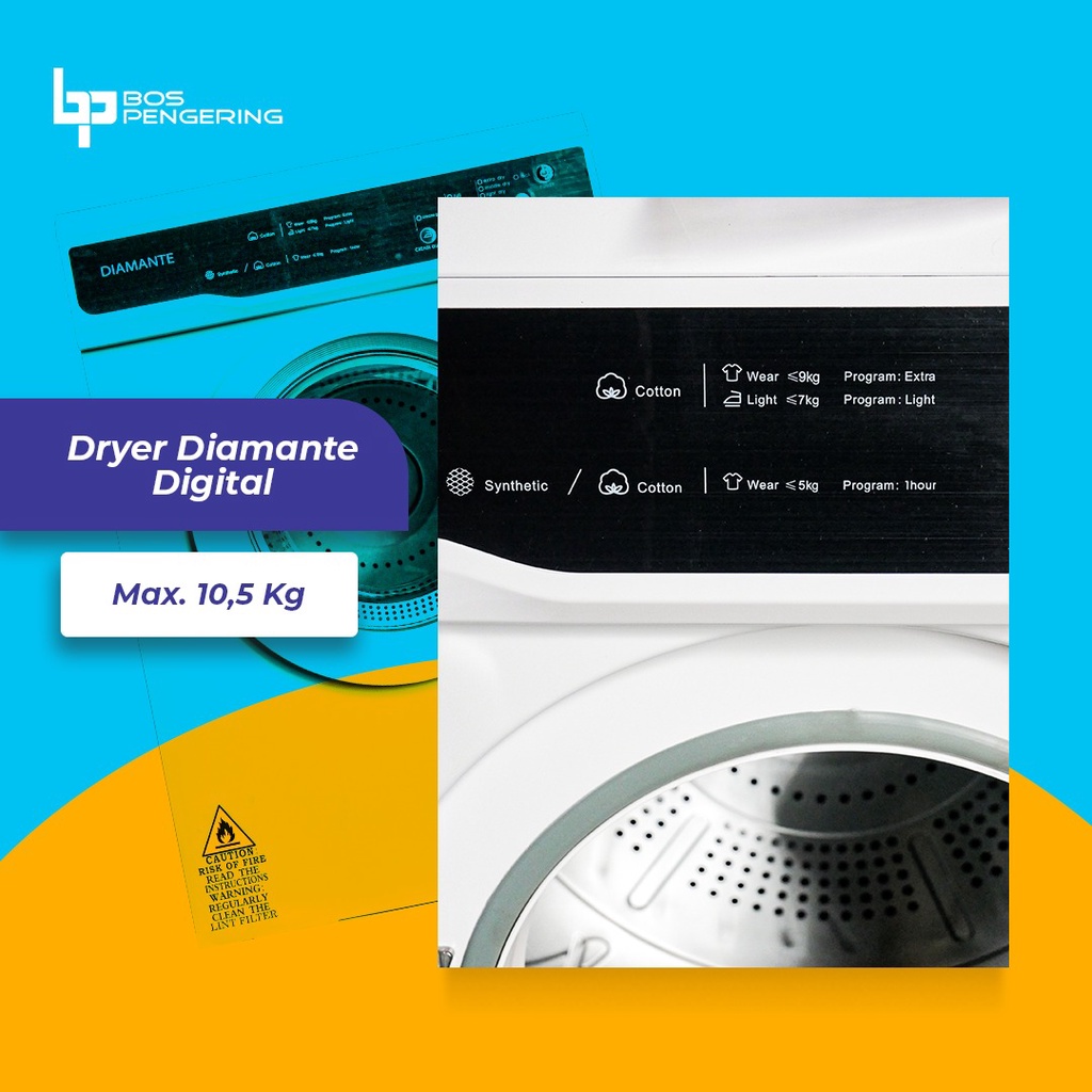 Mesin Pengering Diamante 10.5 Kg Dryer Laundry Diamante Digital Elegan