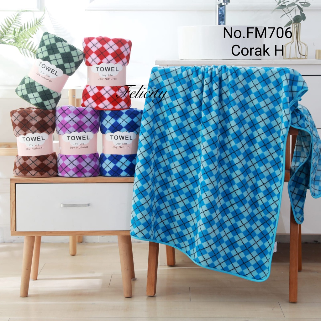 KUIP - COD MURAH HANDUK DEWASA MICROFIBER MOTIF PERSEGI CORAK H