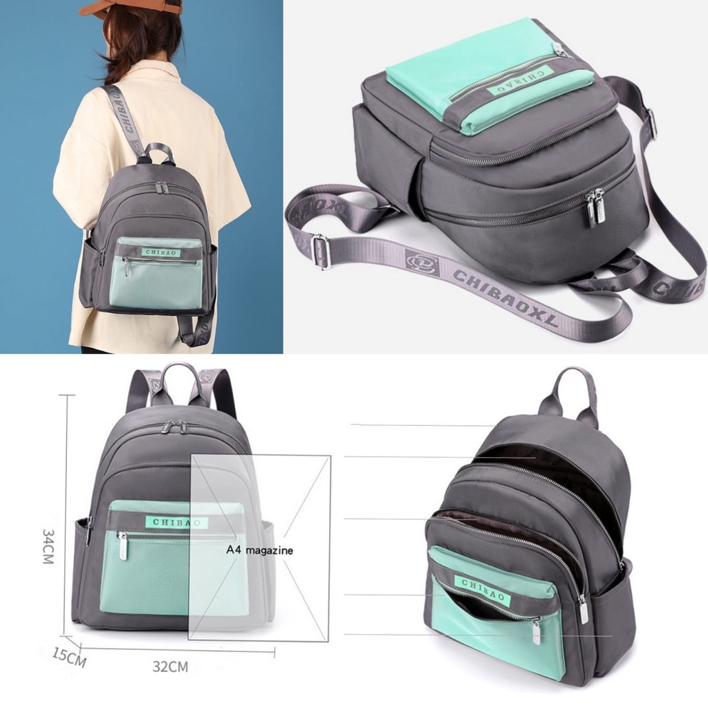 TAS RANSEL WANITA CHIBAO GREY TOSCA ANTI AIR TA685G3 IMPORT KOREA BACKPACK CEWEK LABORDA PUNGGUNG GENDONG BRANDED SEKOLAH KULIAH KERJA BATAM PREMIUM REMAJA KEKINIAN LUCU SIMPLE