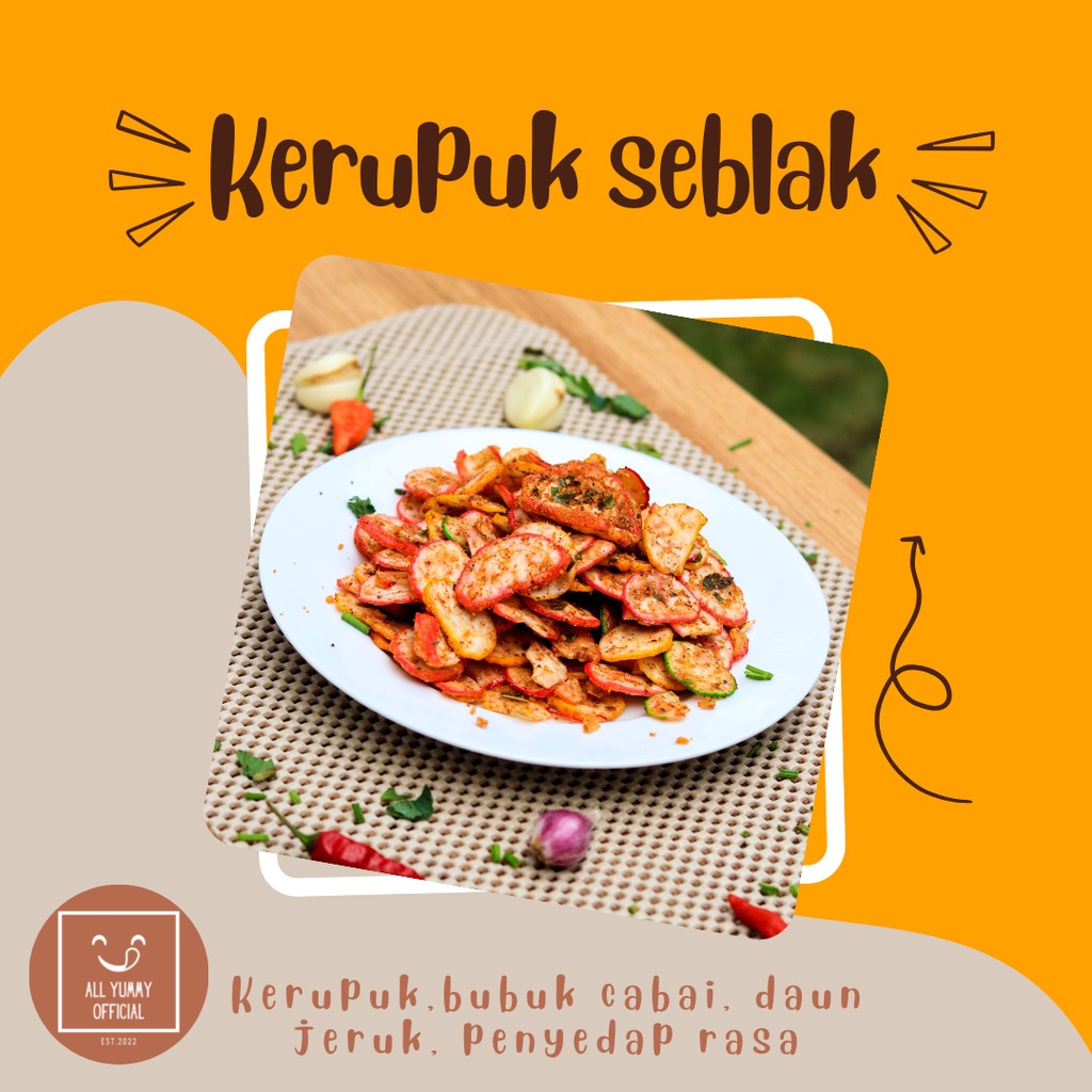 

KERUPUK SEBLAK WARNA WARNI PEDAS DAUN JERUK 100GR