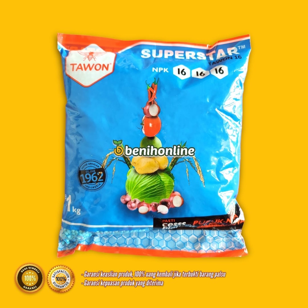 PUPUK NPK 161616 SUPERSTAR 1KG CAP TAWON pupuk mutiara pupuk yaramila