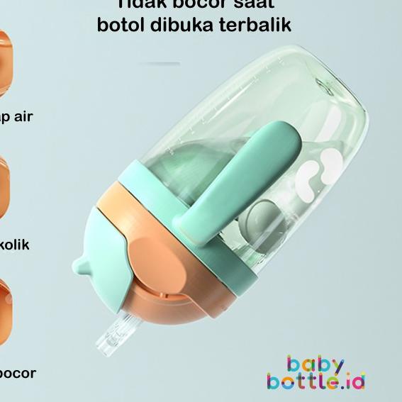 AYNMER PP SIPPY CUP | BOTOL SUSU BAYI TRAINING CUP + STRAP - Hijau, Sippy + Straw