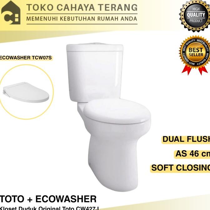 KLOSET DUDUK TOTO CW427J + ECO WASHER TCW07S / KLOSET DUDUK TOTO SDF5465SD