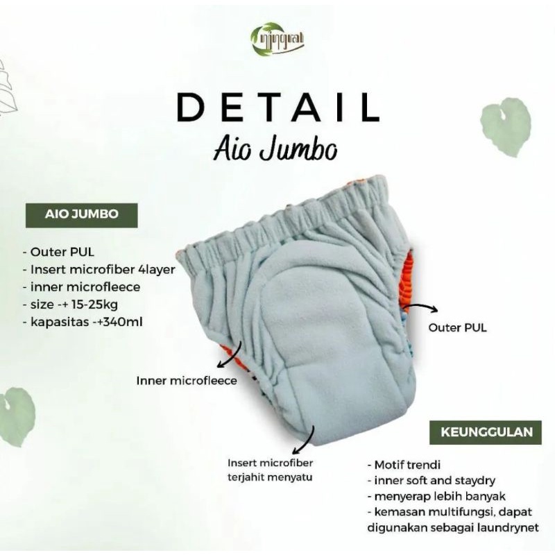 Clodi Ningrat Popok Kain Celana Cuci Ulang Modern Type Celana ukuran Reguler dan Jumbo [ Bunda Altaf ]