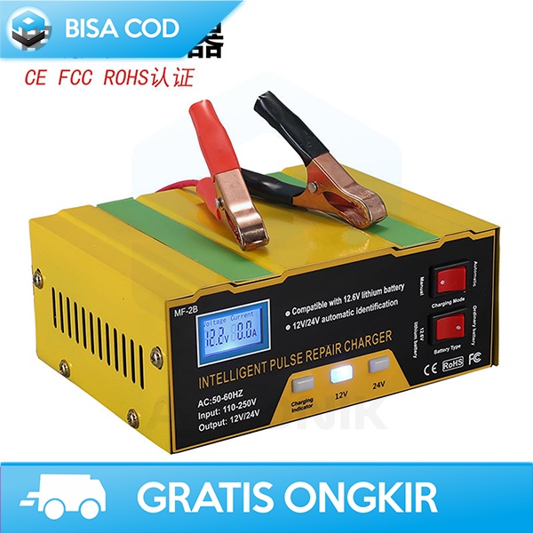 CHARGER AKI CASAN AKI PINTAR PORTABLE MOBIL MOTOR EU PLUG 110-250 V