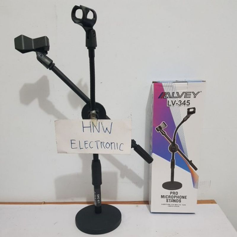 stand mic tiang mic microphone podium meja duduk berdiri spiral Alvey LV 345
