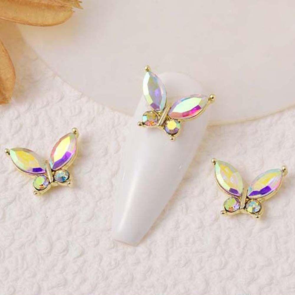 AUGUSTINA Agustina Nail Art Rhinestones Mode Cahaya Mewah Zirkon Kuku Bor Jepang Nail Art 3D Nail Jewelry