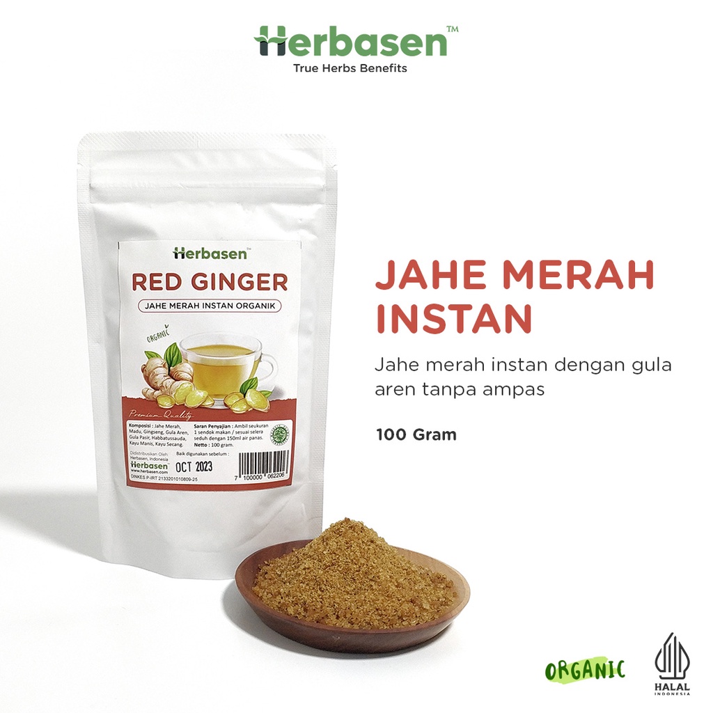 Jual Herbasen Minuman Jahe Merah Bubuk Instant Gula Aren Tanpa Ampas