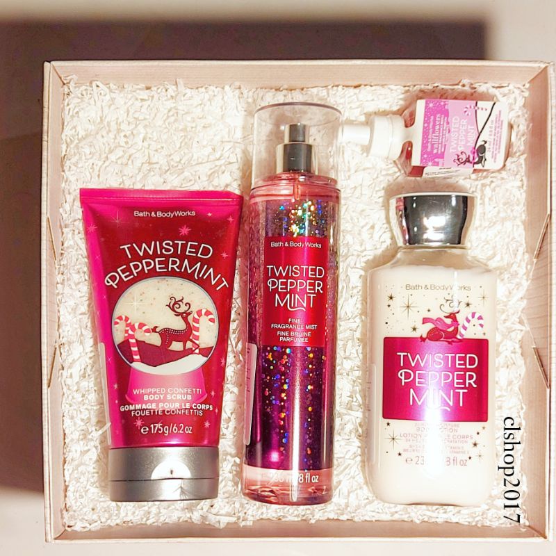 BBW TWISTED PEPPERMINT GIFT SET PAKET BATH &amp; BODY WORKS