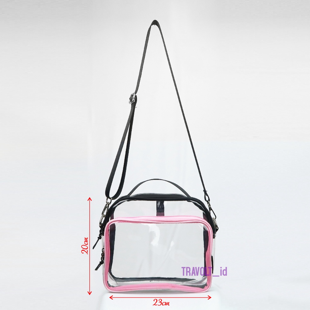 Premium Sling Bag 3 in1 - Travolt - Special Edition BLack-PINK color- Tas PVC Mika tebal - Tas Konser KPOP