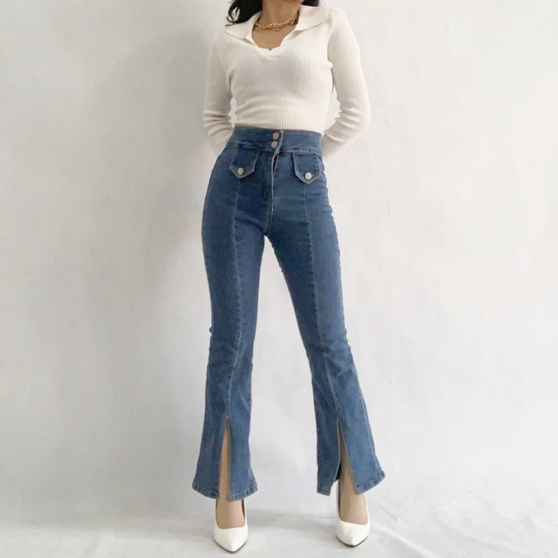 [LUXE.DLABEL]-E59 Jeans |Celana Jeans Highwaist Wanita Import Celana Panjang Jeans Highwaist Wanita Boyfriend Jeans Baggy Jeans Straight Jeans Wanita Murah Import Premium Korea