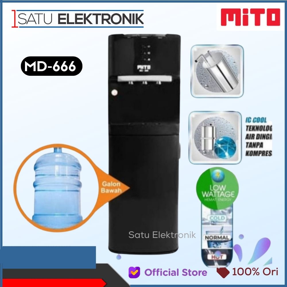 Mito MD666 Water Dispenser Galon Bawah (3in1 Hot Normal Cool, Low Watt) Dispenser Air MD 666 dan versi terbaru MD777