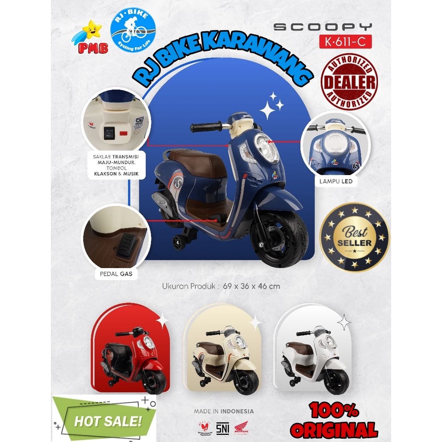 MOTOR AKI MAINAN ANAK PMB SCOOPY K-611-C