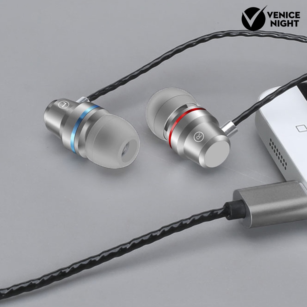 (VNEP) (Berkabel) YT1 Earbud In-ear Heavy Bass Metal Type-C Wire Control Earphone Musik untuk Game