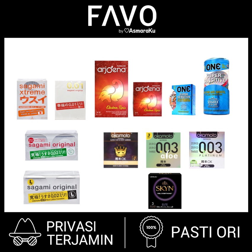 Kondom Tipis - Kondom Okamoto / Sagami / Arjoena / ONE / SKYN - Isi 3 Pcs / Isi 12 Pcs