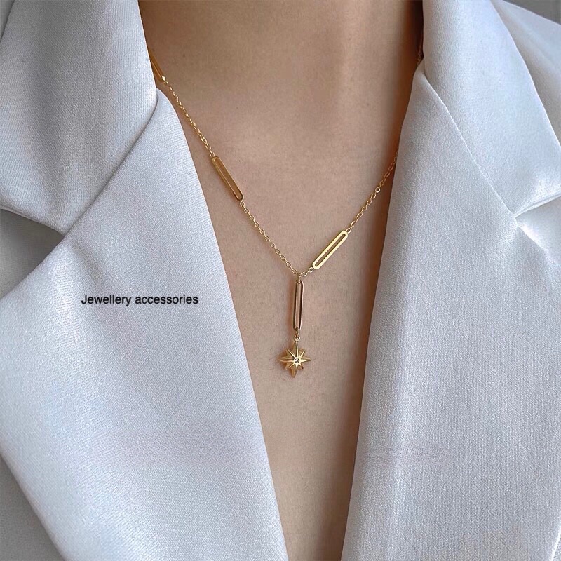 Kalung Titanium Juntai Elegant Gold Korea Fashion Style Trending