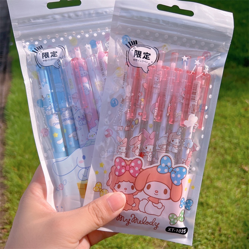 6pcs / Set Pulpen Gel 0.5mm Warna Hitam Untuk Stationery Anak