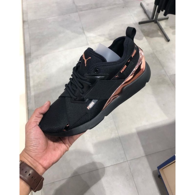 PUMA SATIN MUSE X2, Black Rosegold, Original Sneakers