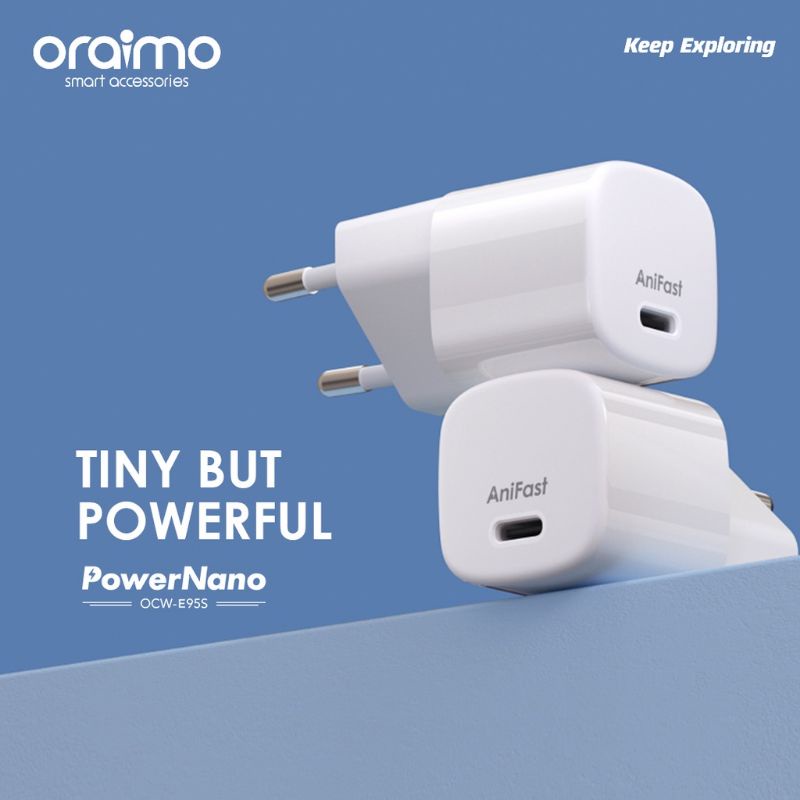 Kepala charger PD 20W Oraimo port tipe-C PowerNano OCW-E95S Adapter Type-C