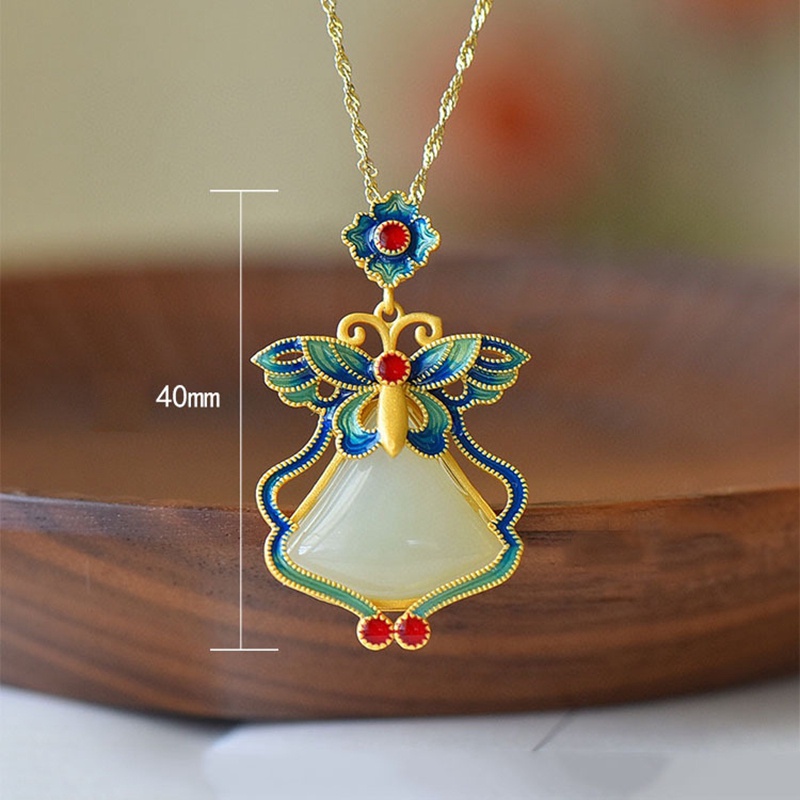 Fancyqube Kalung Liontin Kupu-Kupu Geometris Warna Emas Gaya Vintage Untuk Wanita