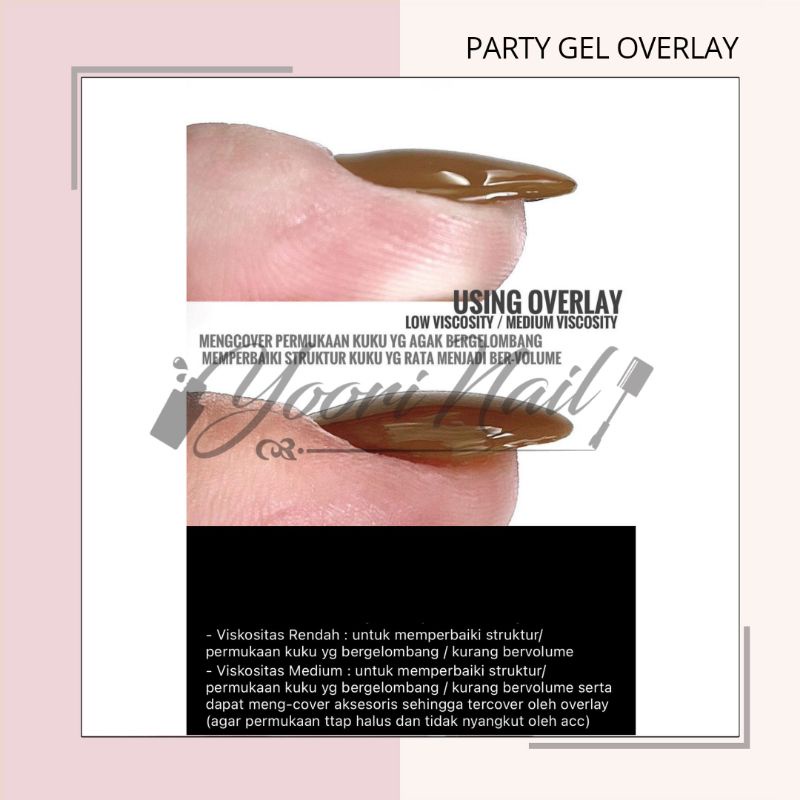 Party gel top coat base coat uv led overlay gel phbond primer gel party halal 15ml