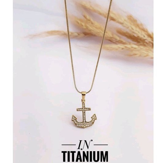 kalung titanium gold liontin wanita KL01