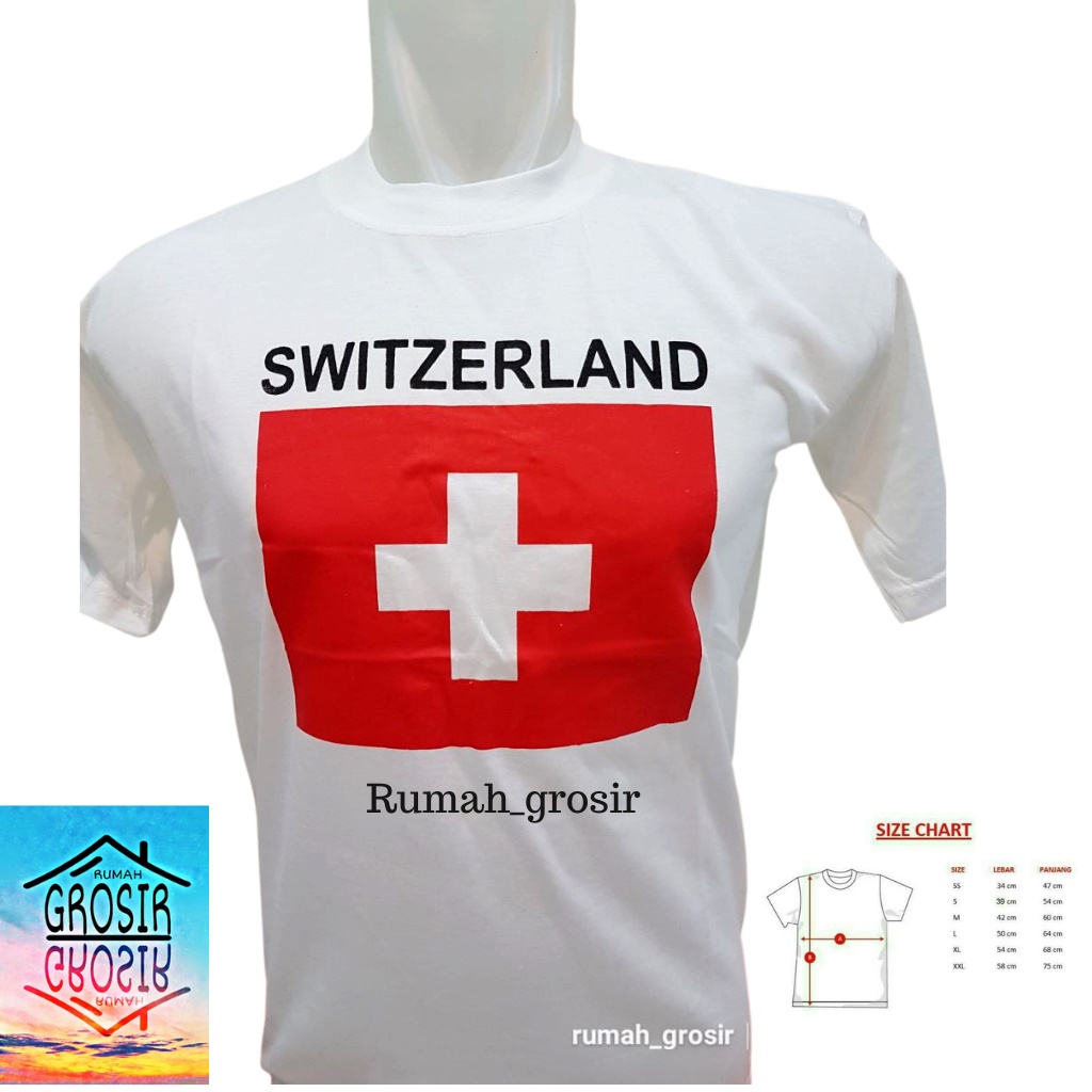 Kaos Souvenir Negara Swiss Switzerland