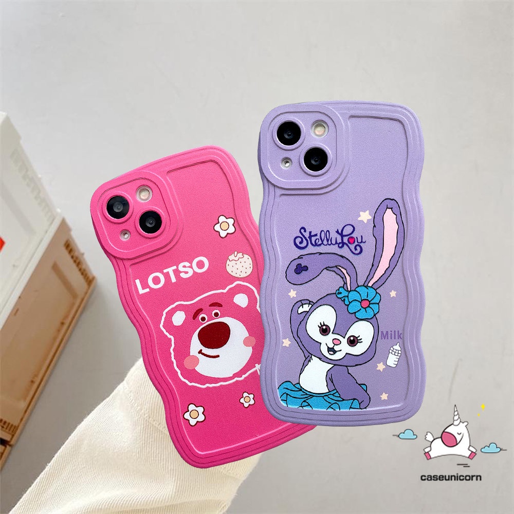 Casing Redmi 9T 12C 10C 10 9 9A 9C NFC 10A A1 A1+POCO M3 X3 NFC Pro Redmi Note10 11 11s 10s 8 9 Note 11 10 Pro 11Pro+9Pro 9s Wavy Edge Cute Strawberry Bear StellaLou Sarung Soft Case