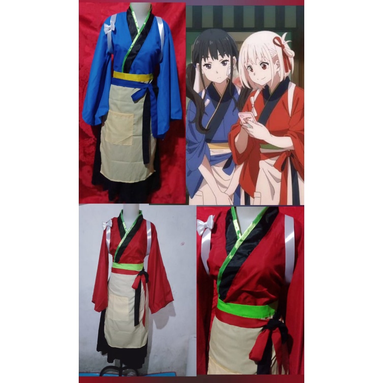 Lycoris Recoil Kimono Costum Kostum Cosplay