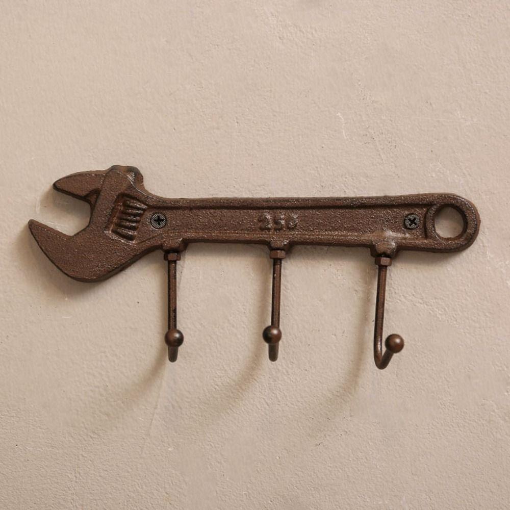 【 ELEGANT 】 Hook Cast Iron Retro Untuk Toko Bar Taman Gaya Industri Bentuk Spanner Metal Hanger