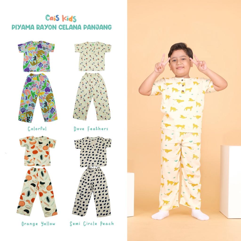 Piyama CAEL anak pakaian harian Rayon celana panjang setelan baju tidur laki dan perempuan bahan premium usia 1 2 3 4 5 6 7 8 tahun