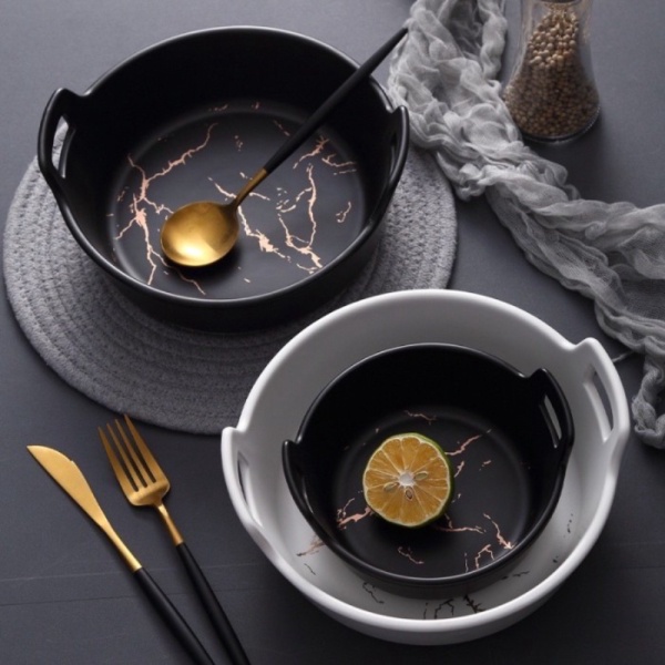 

Dijual Nordic Marble Bowl Plate / Marble Plate dengan Handle - Small Murah