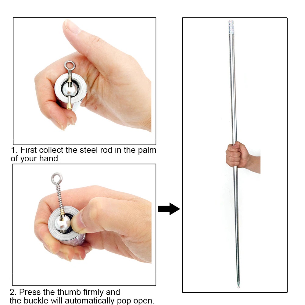 Tongkat Sulap Appearing Metal Cane Magic Trick Panjang 150cm SILVER