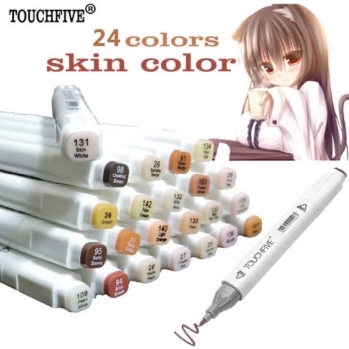 

[COD] Touchfive Skin Color 12 / 24 Pcs Twin Marker Skin Color Designer - 24 Pcs Skin Set