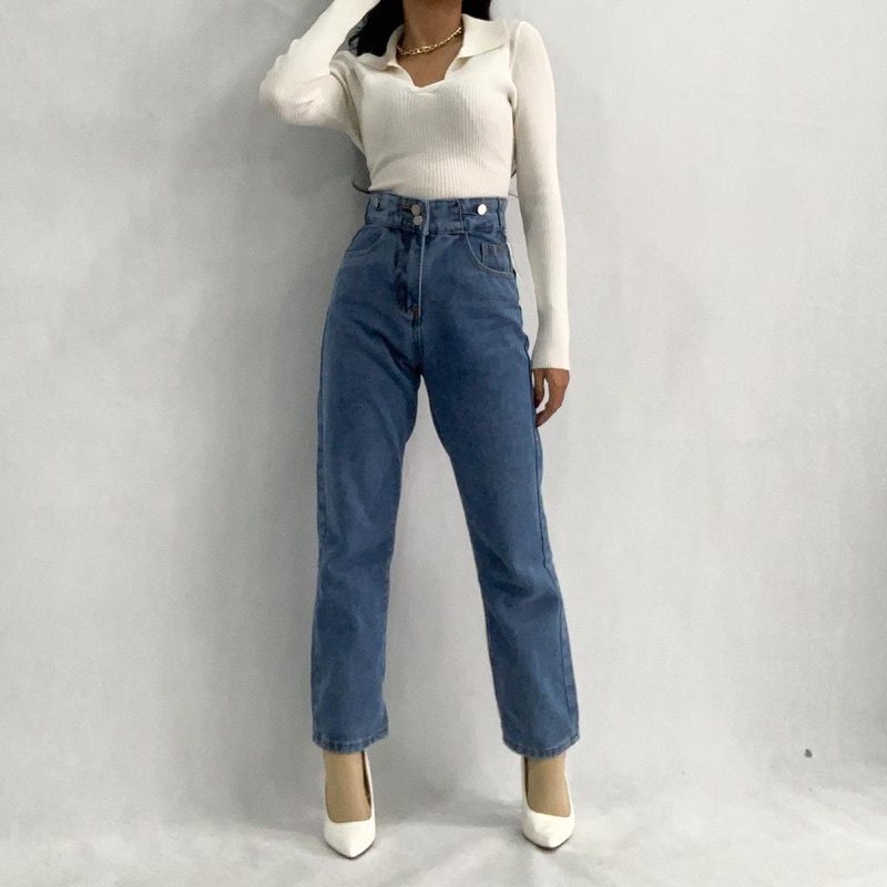 [LUXE.DLABEL]-E62 Jeans |Celana Jeans Highwaist Wanita Import Celana Panjang Jeans Highwaist Wanita Boyfriend Jeans Baggy Jeans Straight Jeans Wanita Murah Import Premium Korea