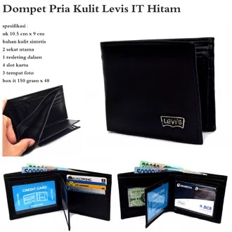 Dompet Kulit Pria Import Levis Polos Lipat Original Genuine Leather DompetPria Dompetkulit Premium Kekinian Dengan Motif